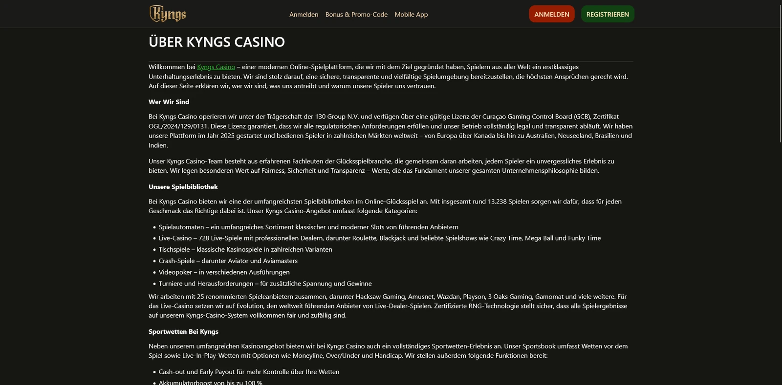 About us — Kyngs Casino